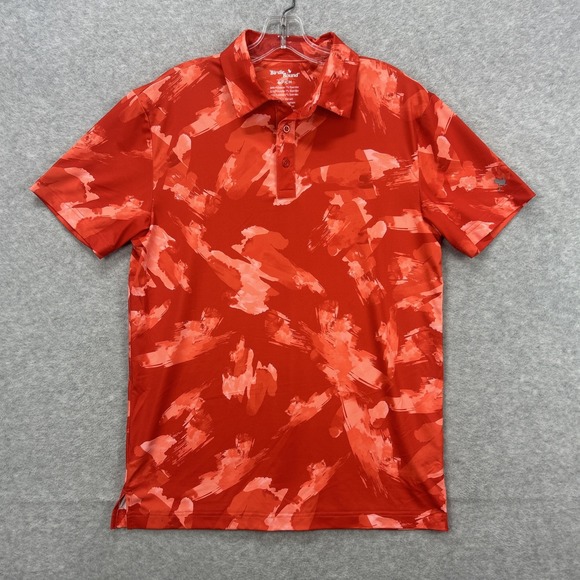 Other - Birdie Bound Polo‎ Shirt Mens Small Red Orange Abstract Golf Performance Active